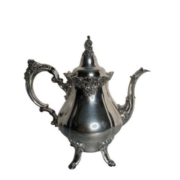 Vintage Baroque by Wallace 281 Coffee/Tea Pot Ornate Silverplate Footed - Picture 1 of 16
